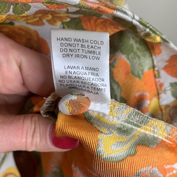 MOODIE Women's Size M Orange & Yellow Jacquard Floral Puffy Sleeved Mini Dress - Picture 15 of 15